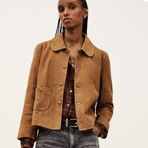 Ba&sh Milas straight cut real suede jacket